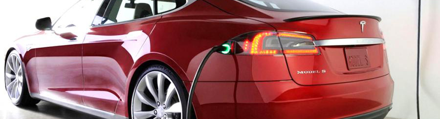 charge electric car tesla model S red