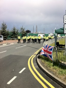 police blockade stanlow protests