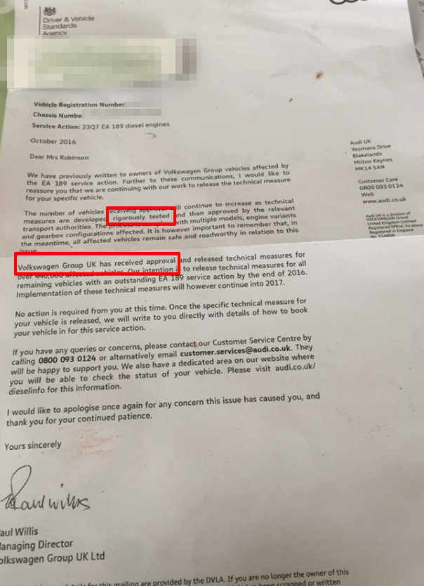 vw emissions fix letter audi 2