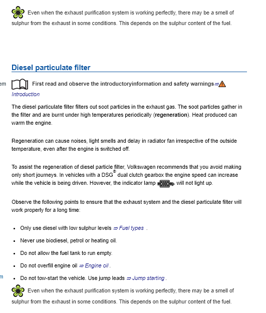 golf mk7 dpf owners manual information