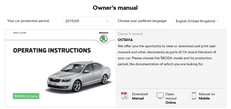 Skoda Octavia i ii iii Mk1 Mk2 Mk3 owner manuals Inc VRS